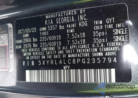 2023 Kia Sorento S z USA, uszkodzony, nr VIN 5XYRL4LC8PG235794